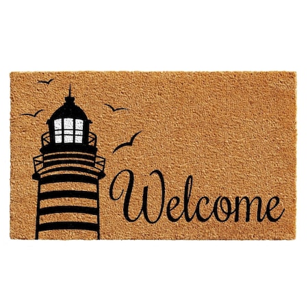 Configuracion 17 x 29 in. Lighthouse Welcome Rectangular Doormat Natural & Black CO3360615